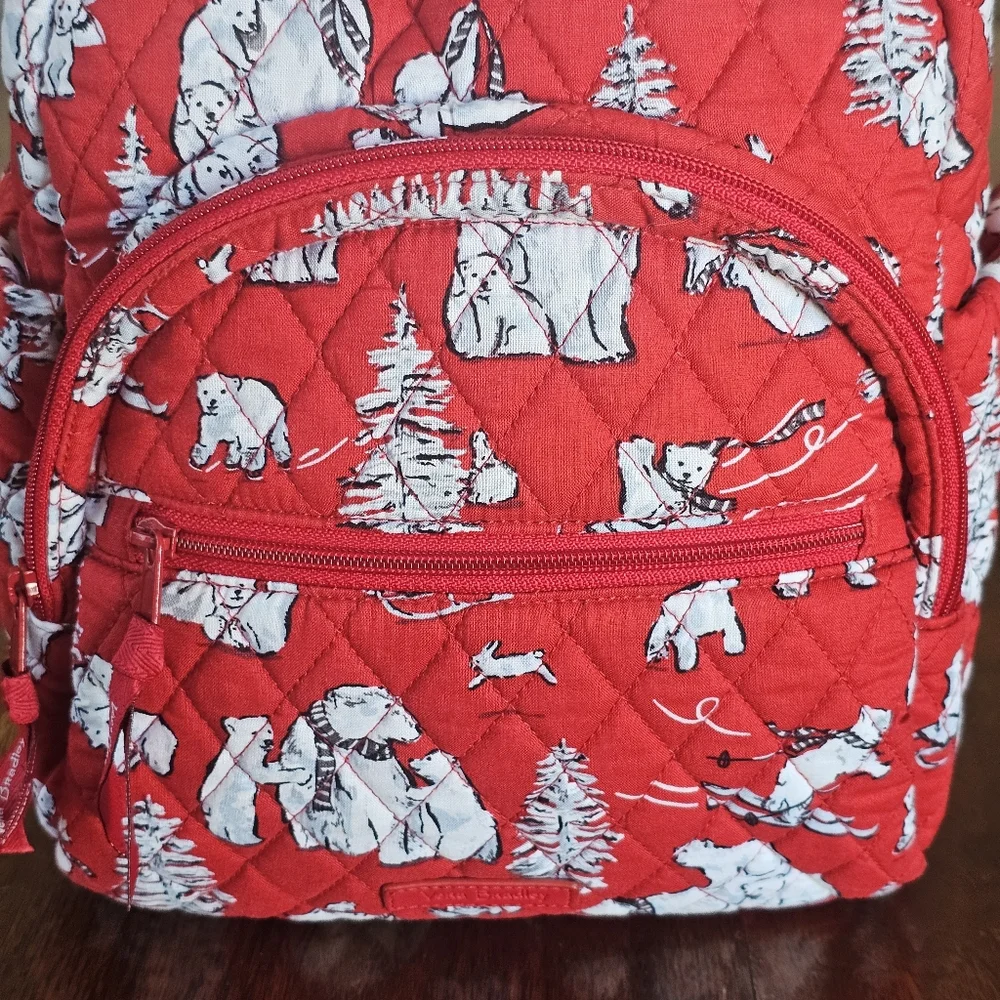 Vera Bradley Red Polar Bear Quilted Mini Backpack